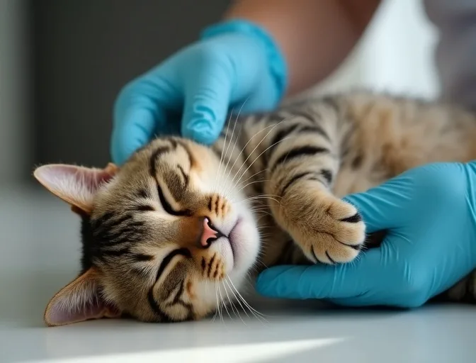 Specialist carefully handling a deceased cat with dignity in Boneo